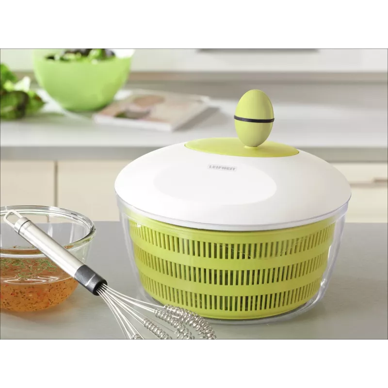 LEIFHEIT salatiivool Trend 4.5L vändaga salatispinner koos serveerimiskausiga, roheline kaas