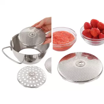 LEIFHEIT ComfortLine Flotte Lotte köögiviljapress 20 cm, roostevaba teras, 3 sõela, käsitsi, hõbedane/must