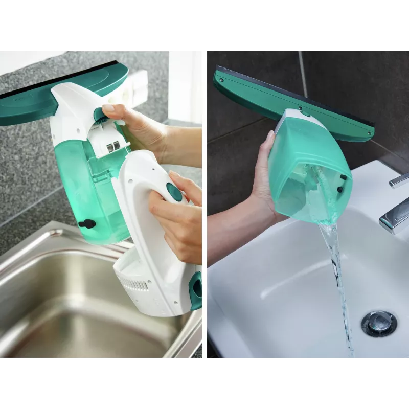 LEIFHEIT aknapesu tolmuimeja Dry&Clean koos 43 cm Click System käepidemega, elektriline aknapesu tolmuimeja, valge/türkiissinine