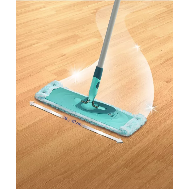 LEIFHEIT Clean Twist XL 42 cm ülipehme mikrofiibrist lamepesu-mopikomplekt pöörleva väänajaga ja teleskoophoovaga, roheline/türkiissinine