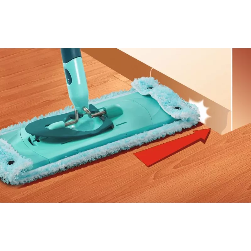 LEIFHEIT Clean Twist XL 42 cm ülipehme mikrofiibrist lamepesu-mopikomplekt pöörleva väänajaga ja teleskoophoovaga, roheline/türkiissinine