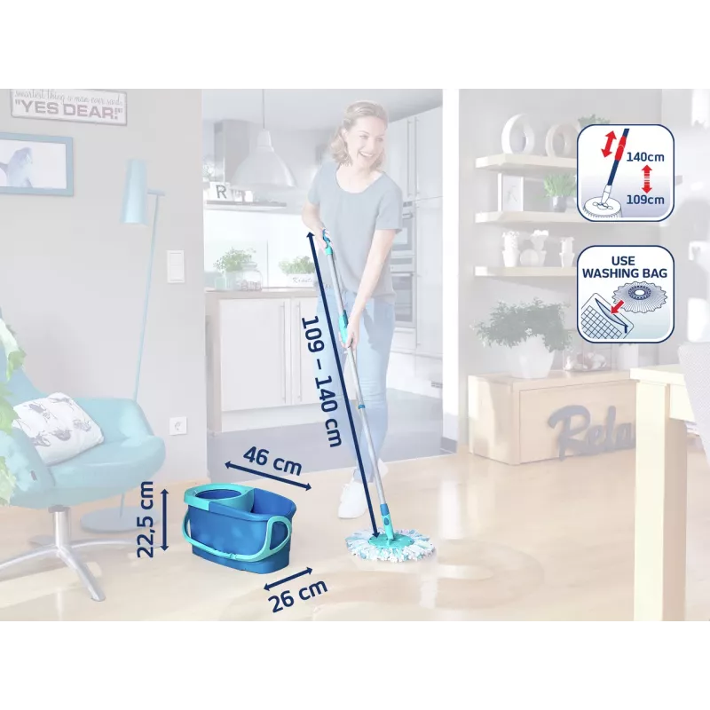 LEIFHEIT põrandapuhastuskomplekt pöörleva ketasmopiga Ergo ja Power Cleaner 1L