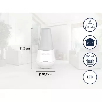 SOEHNLE Air Aromatizator Valencia ultraheli aroomidifuusor, 100 ml paak, kuni 4h tööaeg, valge/hõbedane