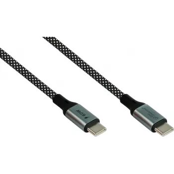 GoodConnections Magnetic USB 2.0 spiraalkaabel 60W USB-C - USB-C, must/valge, 1m 2060-MT010SW