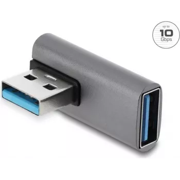Delock USB 10 Gbps Type-A isane - Type-A emane 90-kraadine adapter, alumiiniumkorpus