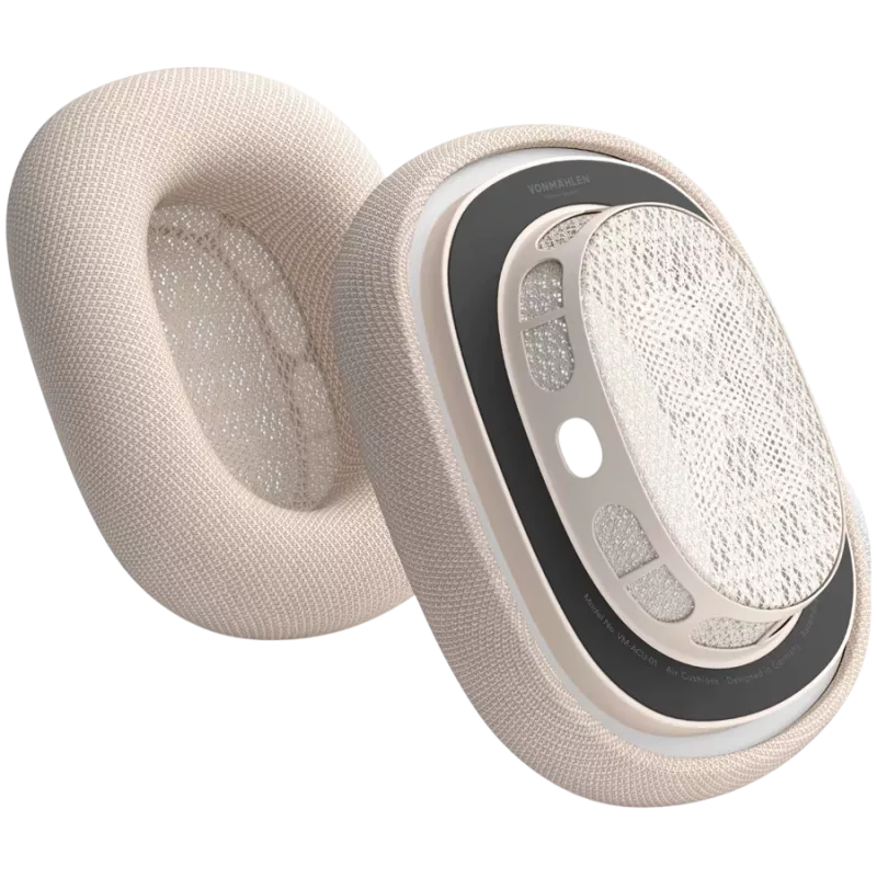 VONMÄHLEN õhupadjad AirPods Maxile, šampanja - Premium proteiinnahast ja mäluvahust vahetatavad kõrvapadjad