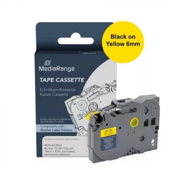 MediaRange MRBTZ611 märgistuslinti kassett 6mm must kollasel 8m Brother TZe-611 jaoks