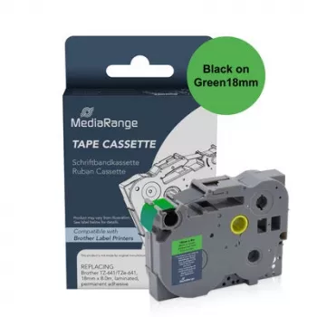 MediaRange Brother TZ-741/TZe-741 ühilduv laminaatkleeps 18mm 8m must rohelisel