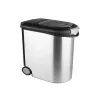 CURVER Pet Life 35L õhukindel lemmikloomatoitade hoiukonteiner ratastega, hõbedane, mahutab 12kg kuivtoitu, BPA-vaba plast