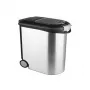 CURVER Pet Life 35L õhukindel lemmikloomatoitade hoiukonteiner ratastega, hõbedane, mahutab 12kg kuivtoitu, BPA-vaba plast