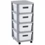 Curver Infinity ratastega hoiutorn 4 sahtliga, kokku 40 L, hall/valge
