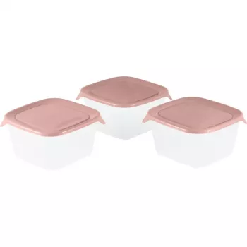 CURVER Fresh&Go ruudukujuliste toidunõude komplekt 3x1,2L roosa