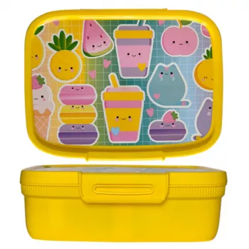 CURVER Snap Box ristkülikukujuline toiduhoidja eraldajaga 1,8L kollane Kawaii