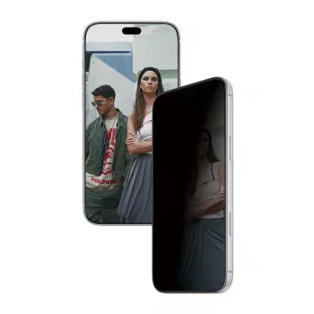 PanzerGlass PGS kahesuunaline privaatsuskaitseklaas Apple iPhone 15 Pro Maxile - ülilaiuv, karastatud klaas, teemanttugevus, antibakteriaalne, SnapOn paigaldusraam