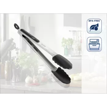 LEIFHEIT köögi- ja grilltange 31 cm, roostevaba teras silikoonotstega, kuumakindel kuni 260 °C, lukustusmehhanism, nõudepesumasinas pestav
