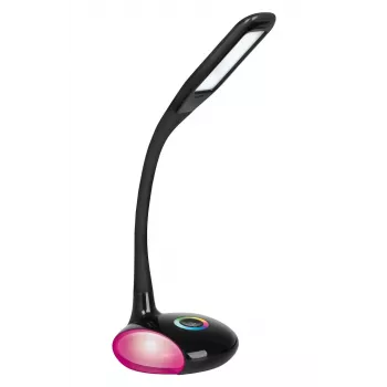 Activejet AJE-VENUS RGB must LED laualamp RGB alusega, 7W põhivalgusti, 3W RGB alus, 400lm, 3000K/4500K/6000K, puutejuhtimine, painduv vars