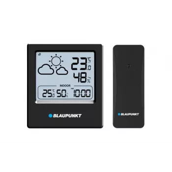 Blaupunkt WS10BK ilmajaam välisanduriga, värviline LCD, prognoos, niiskus, äratuskell, must