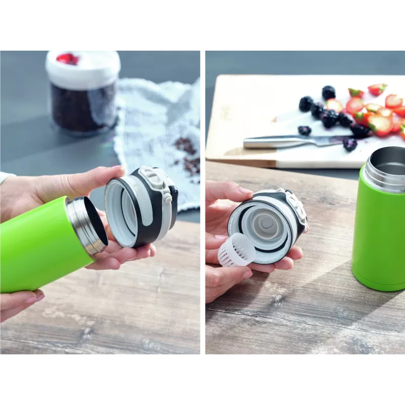 LEIFHEIT Thermo Mug Flip 350ml roheline - kahekordse seinaga vaakumisoleeritud reisitermos, lekkekindel, 360° joomine