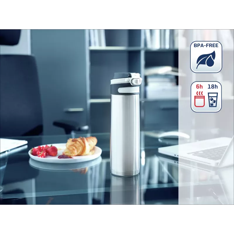 LEIFHEIT Thermo Mug Flip 600 ml hõbedane