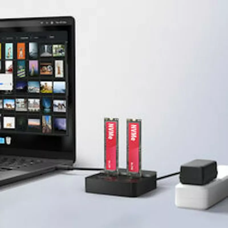 AXAGON ADSA-M2C22L kahe M.2 NVMe SSD dokk, USB-C 20Gbps, kloonimine