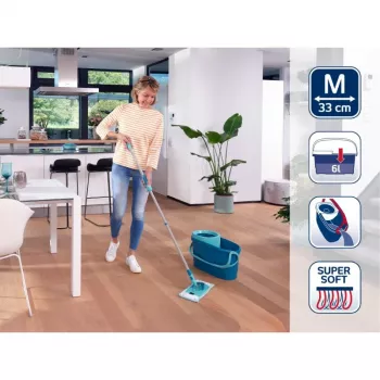LEIFHEIT põrandapuhastuskomplekt Clean Twist M Ergo koos Power Cleaner 1L, pöörleva mopiga süsteem, roheline/valge
