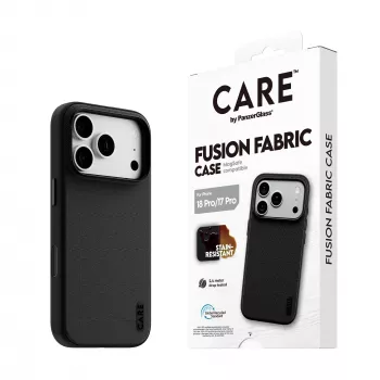 CARE by PanzerGlass Fusion Fabric ümbris must MagSafe'iga iPhone 17 Pro jaoks