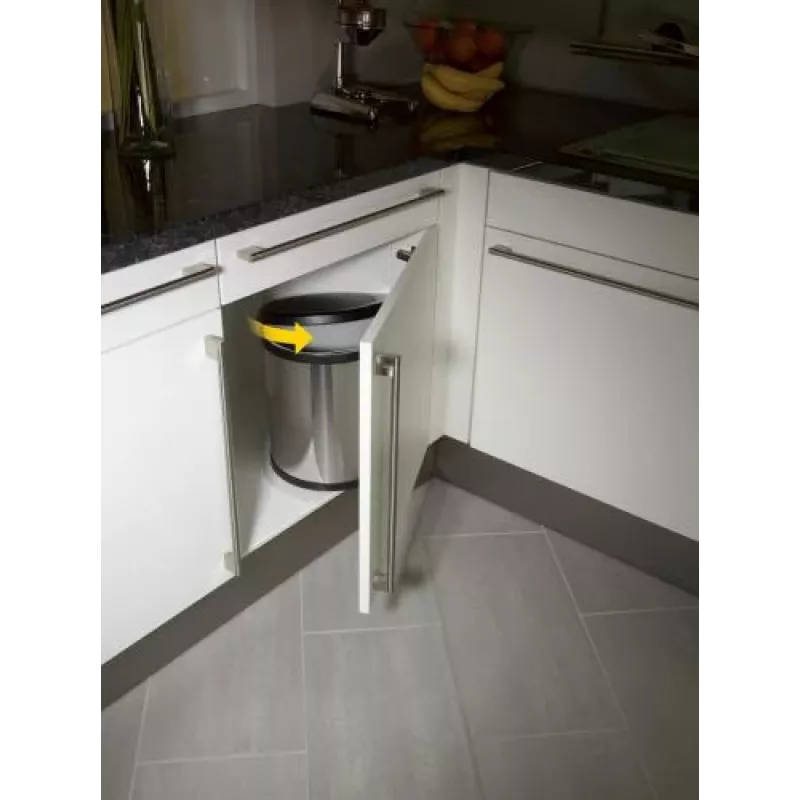 HAILO Compact-Box M 15L roostevabast terasest pedaaliga prügikast pehme sulgumisega kaaneqa