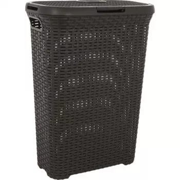 CURVER Style 40L pesukast hingedava kaanega, rotangiefektiga, tumehall