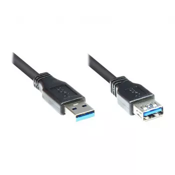 Good Connections USB 3.0 pikenduskaabel, Type-A isane - Type-A emane, must, 3 m 2711-S03