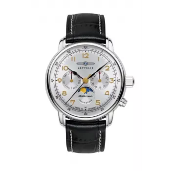 Zeppelin Mediterranee automaatne käekell 96361 - 42 mm sinine sihverplaat, sinine nahast rihm