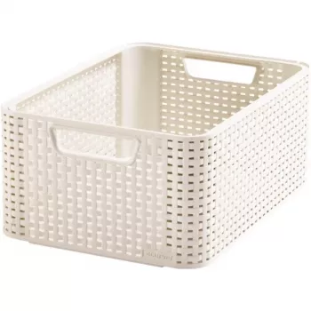 Curver Style M 17L hoiukarp kaanega, rotangiefektiga, kreemjas