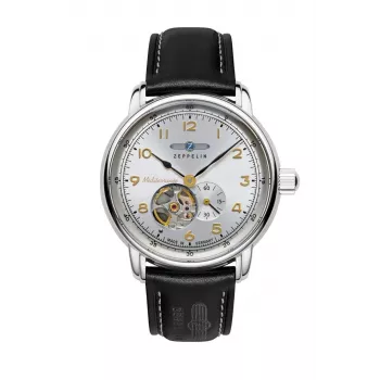 Zeppelin Mediterranee automaatne meeste kell 96661, 40mm, hõbedane sihverplaat, pruun nahkrihm