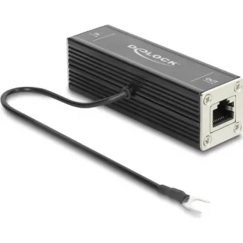 Delock RJ45 võrgupingekaitse Cat.6A, PoE++ ühilduv, 10 Gbps, varjestatud, must