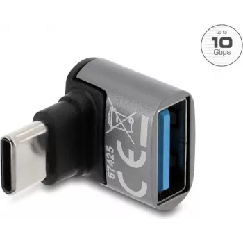 Delock USB 10 Gbps adapter USB Type-C isane USB Type-A emasele, ülespoole suunatud, alumiiniumkorpus