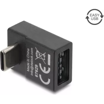 Delock USB 2.0 USB Type-C isane Easy USB Type-A emane nurgaadapter, must