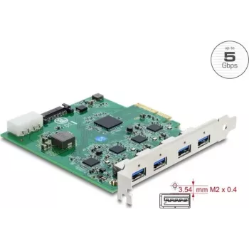 Delock PCI Express x4 kaart 4 x USB 5 Gbps USB Type-A Quad Channel