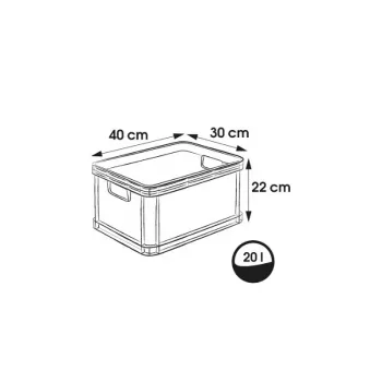 KEEEPER Robert 20L Euro konteiner, 400 x 300 x 220 mm, grafiit, kandevõime 30 kg, virnastatav, toiduohutu