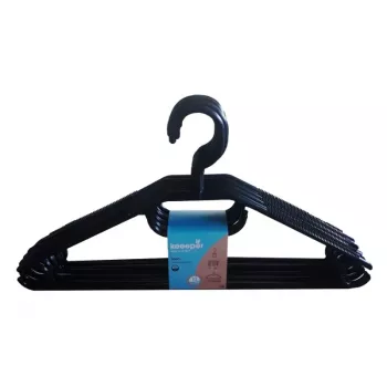 KEEEPER Arvid plastikust riidepuud, 10-osaline komplekt, 40 x 22 x 6,2 cm, must