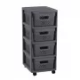 CURVER Infinity ratastega sahtlikapp 4 perforeeritud kastiga 11L, tumehall, 30x36x69 cm