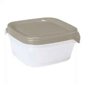 CURVER Fresh&Go 3-osaline ruudukujuline toidunõude komplekt 0,8L beež