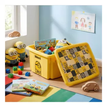 KEEEPER kaanega kast 15L Karolina “Minions Mosaic” 38x29.5x20.5 cm kollane