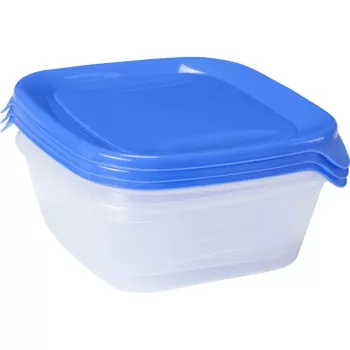CURVER Fresh&Go toidukauskide komplekt, 3 tk, igaüks 0,8 L, sinine, õhukindlad kaaned, BPA-vaba, mikrolaineahjus, sügavkülmas ja nõudepesumasinas kasutatav