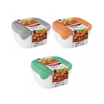Curver Fresh & Go toidukauskide komplekt, 3 tk, igaüks 0,8 L, ristkülikukujuline, õhukindlad kaaned, erinevad värvid, BPA-vaba