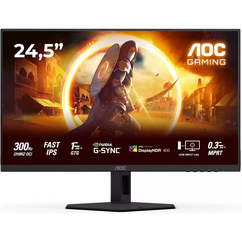 AOC 25G4SRE 24,5 inch Full HD IPS mängumonitor, 180Hz, 0,5ms, DisplayHDR 400, FreeSync Premium, reguleeritava kõrgusega monitor AOC 25G4SRE