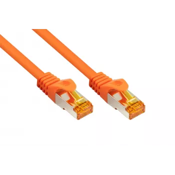 KABELMEISTER Cat.7 toorkiudkaabel RJ45 patch-kaabel, S/FTP, 10 Gbps, TPE-kate, halogeenivaba, oranž, 0,15 m