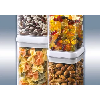 LEIFHEIT Fresh&Easy toiduhoidja 1,2 L, õhukindel, BPA-vaba, läbipaistev valge/halli kaanega