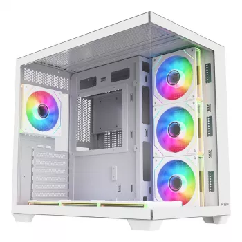 FSP Fortron M341-WA Mid-Tower arvutikorpus karastatud klaasi ja 4 ARGB ventilaatoriga