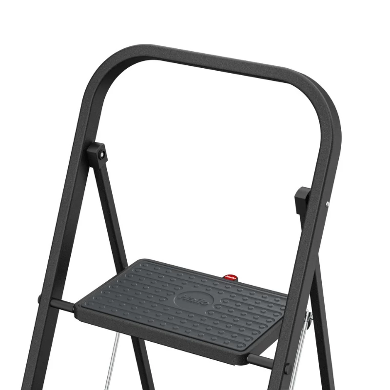 HAILO K44 StandardLine kokkuklapitav astmepink turvakäepidemega, 2 astet, teras, must, 150 kg
