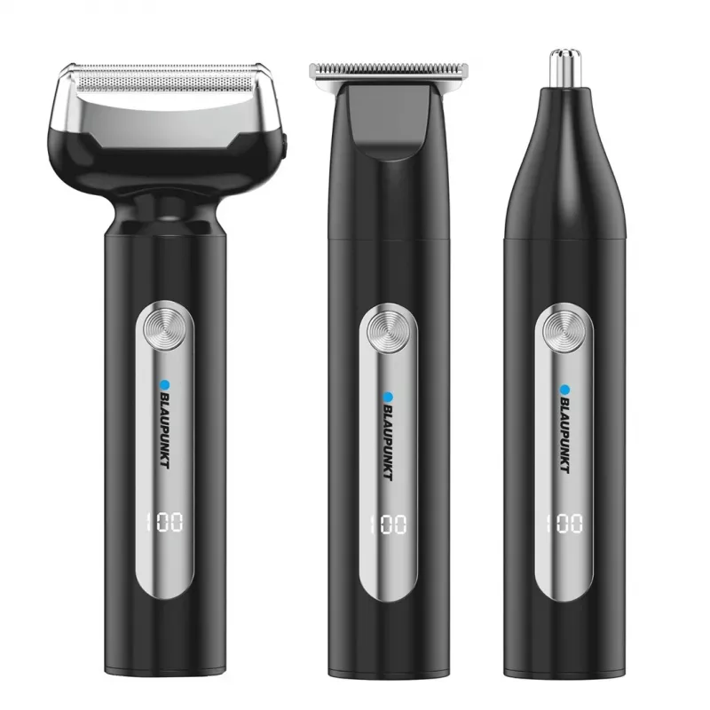 Blaupunkt MST501 pöörlev pardel 3 ujuva peaga, märg ja kuiv, 60 min juhtmevaba, USB laadimine, pop-up trimmija, LED-ekraan, pestav, reisilukk