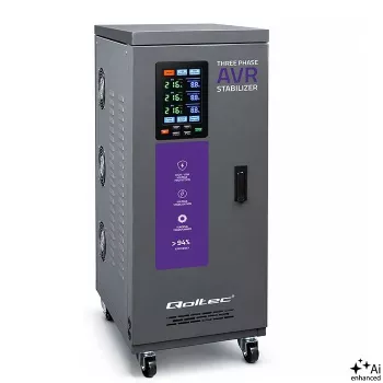 Qoltec kolmefaasiline AVR pingestabilisaator 30kVA servomootoriga LCD Expert Line